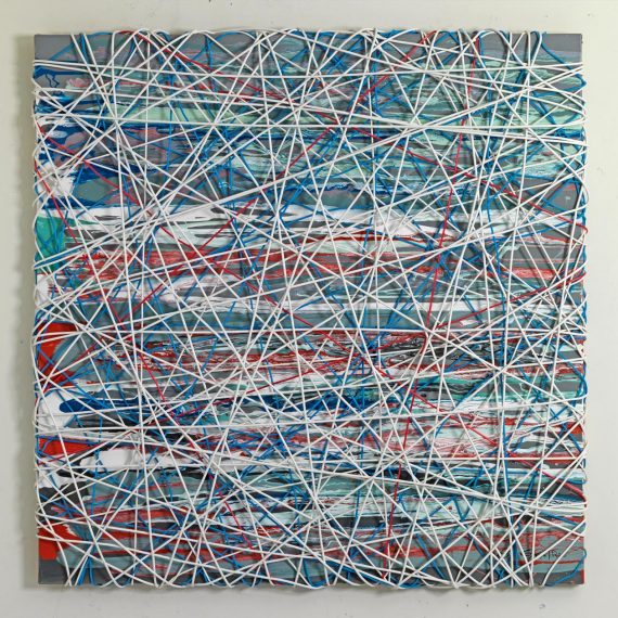 Frequencies, 2011, wire, acrylic on canvas, 100H x 100W cm / 39.37H x 39.37W in