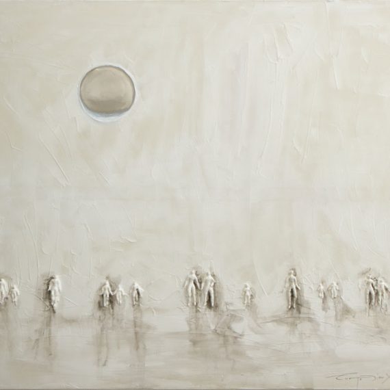 Era of humans, 2014, metal, acrylic on canvas, 170 x 140 cm